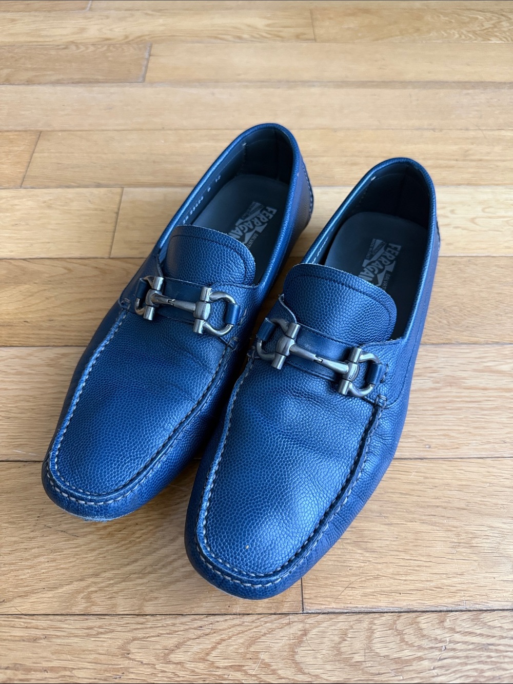 Salvatore Ferragamo Navy Parigi New Driver Loafers